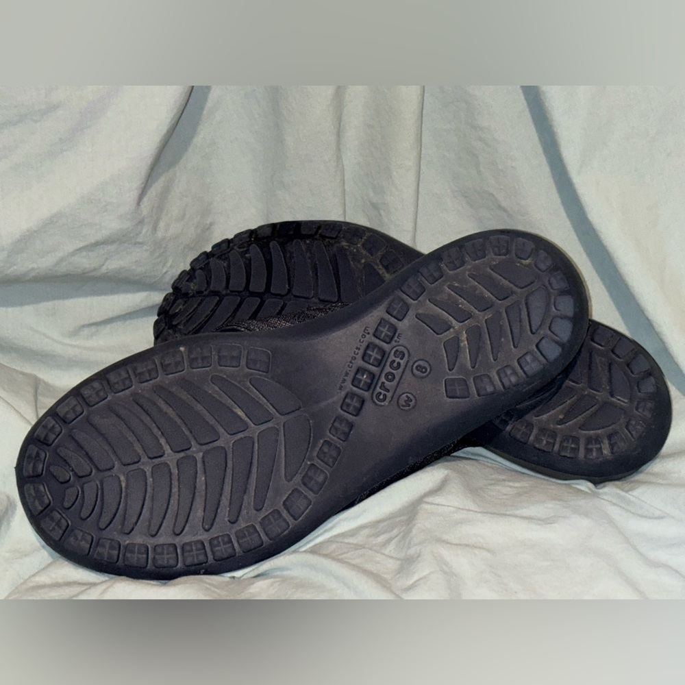 CROCS | Women's Navy Sparkle Crisscross Slide Sandals - Picture 7 of 7